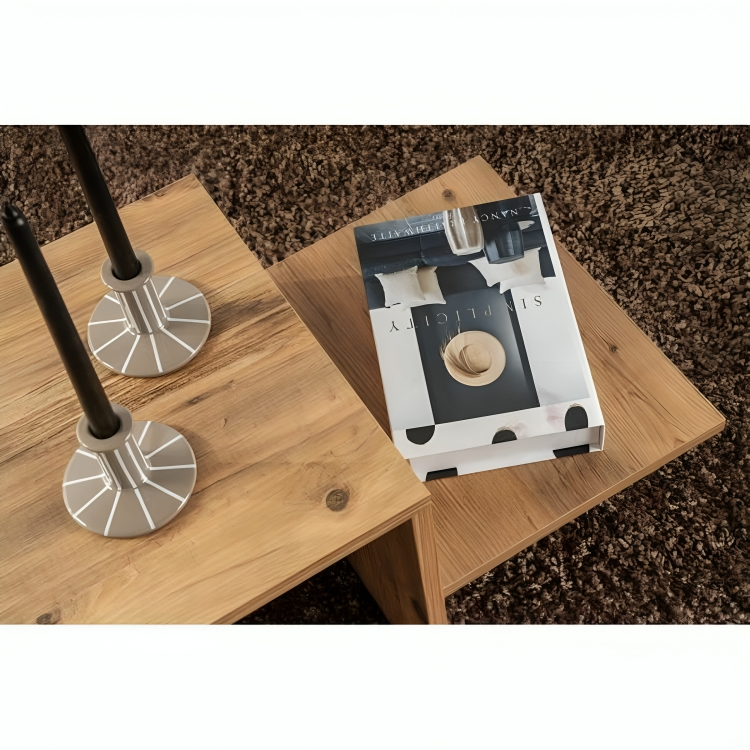 Moderner Stufen-Couchtisch Naturholz Asymmetrisch