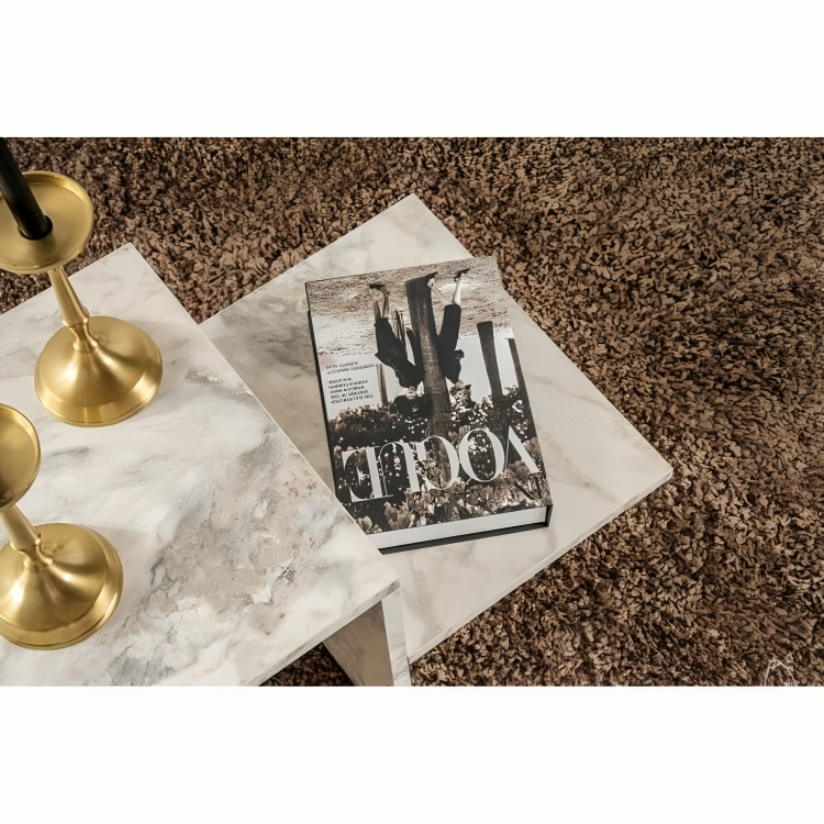 Couchtisch Marmor Weiß-Grau - Wohniva