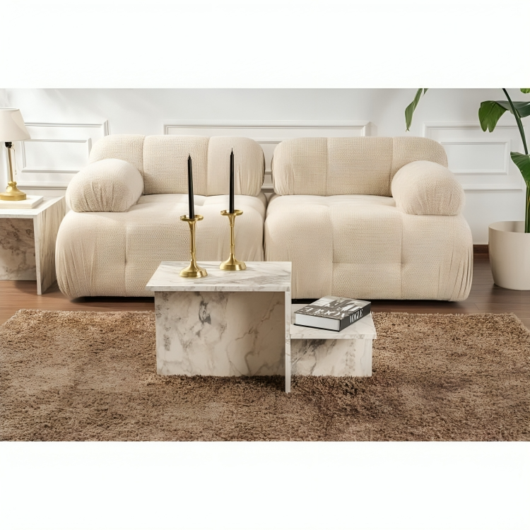 Couchtisch Marmor Weiß-Grau - Wohniva